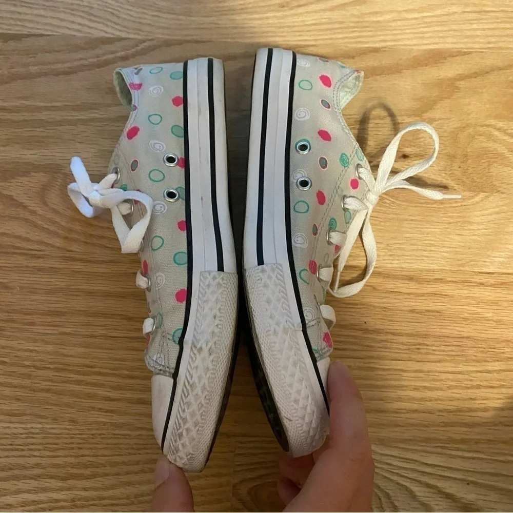 Converse Polka Dot Sneakers Sz 4 Pink Teal Gray Kids Girls